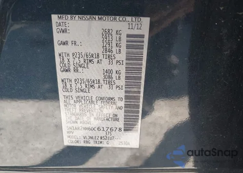 2013 Nissan Pathfinder Sv z USA, uszkodzony, nr VIN 5N1AR2MM6DC617678